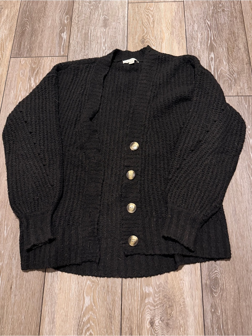 American Eagle Outfitters Black Knit Button-Down Cardigan